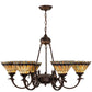 Meyda Lighting Tiffany Jeweled Peacock 34" 6-Light Mahogany Bronze Chandelier With Multi-Colored Shade Glass