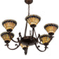 Meyda Lighting Tiffany Jeweled Peacock 34" 6-Light Mahogany Bronze Chandelier With Multi-Colored Shade Glass