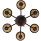 Meyda Lighting Tiffany Jeweled Peacock 34" 6-Light Mahogany Bronze Chandelier With Multi-Colored Shade Glass