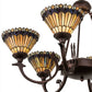 Meyda Lighting Tiffany Jeweled Peacock 34" 6-Light Mahogany Bronze Chandelier With Multi-Colored Shade Glass