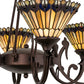 Meyda Lighting Tiffany Jeweled Peacock 34" 6-Light Mahogany Bronze Chandelier With Multi-Colored Shade Glass