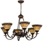 Meyda Lighting Tiffany Jeweled Peacock 34" 6-Light Mahogany Bronze Chandelier With Multi-Colored Shade Glass