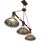 Meyda Lighting Tiffany Jeweled Peacock 45" 3-Light Mahogany Bronze Island Pendant Light With Multi-Colored Shade Glass