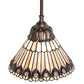 Meyda Lighting Tiffany Jeweled Peacock 8" Mahogany Bronze Mini Pendant Light With Multi-Colored Stained Shade Glass