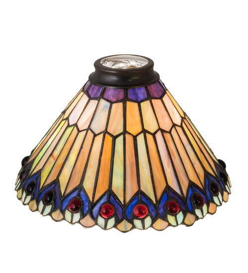 Meyda Lighting Tiffany Jeweled Peacock 8" Multi-Colored Shade Glass