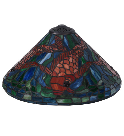 Meyda Lighting Tiffany Koi 16" Multi-Colored Shade Glass