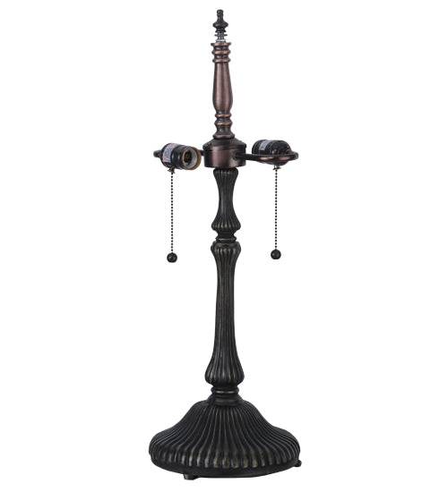 Meyda Lighting Tiffany Koi 25" 2-Light Antique Brass Table Lamp With Multi-Colored Shade Glass