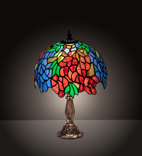 Meyda Lighting Tiffany Laburnum 15" Accent Table Lamp With Multi-Colored Shade Glass