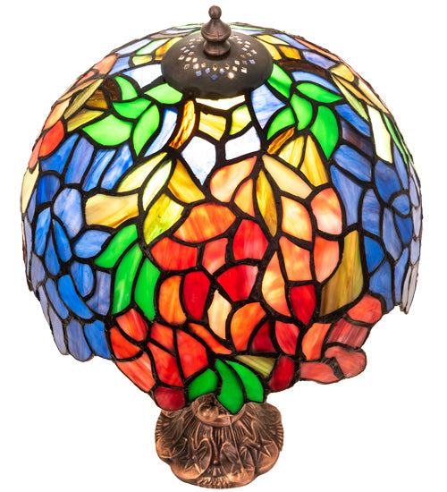 Meyda Lighting Tiffany Laburnum 15" Accent Table Lamp With Multi-Colored Shade Glass