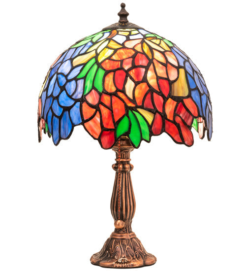 Meyda Lighting Tiffany Laburnum 15" Accent Table Lamp With Multi-Colored Shade Glass