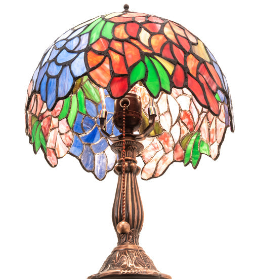 Meyda Lighting Tiffany Laburnum 15" Accent Table Lamp With Multi-Colored Shade Glass