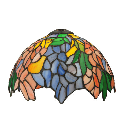 Meyda Lighting Tiffany Laburnum 15" Mahogany Bronze Accent Table Lamp With Multi-Colored Shade Glass