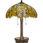 Meyda Lighting Tiffany Laburnum 23" 2-Light Mahogany Bronze Table Lamp With Multi-Colored Stained Shade Glass
