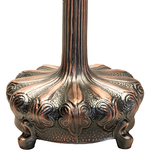 Meyda Lighting Tiffany Laburnum 23" 2-Light Mahogany Bronze Table Lamp With Multi-Colored Stained Shade Glass