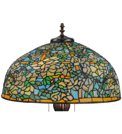 Meyda Lighting Tiffany Laburnum 36" 2-Light Mahogany Bronze Trellis Table Lamp With Multi-Colored Shade Glass