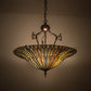 Meyda Lighting Tiffany Lotus Leaf 24" 3-Light Mahogany Bronze Inverted Pendant Light With Multi-Colored Stained Shade Glass