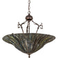 Meyda Lighting Tiffany Lotus Leaf 24" 3-Light Mahogany Bronze Inverted Pendant Light With Multi-Colored Stained Shade Glass