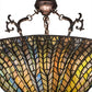 Meyda Lighting Tiffany Lotus Leaf 24" 3-Light Mahogany Bronze Inverted Pendant Light With Multi-Colored Stained Shade Glass