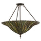 Meyda Lighting Tiffany Lotus Leaf 24" 3-Light Mahogany Bronze Semi-flush Mount Ceiling Light With Multi-Colored Shade Glass