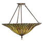 Meyda Lighting Tiffany Lotus Leaf 24" 3-Light Mahogany Bronze Semi-flush Mount Ceiling Light With Multi-Colored Shade Glass