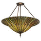 Meyda Lighting Tiffany Lotus Leaf 24" 3-Light Mahogany Bronze Semi-flush Mount Ceiling Light With Multi-Colored Shade Glass