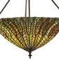 Meyda Lighting Tiffany Lotus Leaf 24" 3-Light Mahogany Bronze Semi-flush Mount Ceiling Light With Multi-Colored Shade Glass