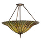 Meyda Lighting Tiffany Lotus Leaf 24" 3-Light Mahogany Bronze Semi-flush Mount Ceiling Light With Multi-Colored Shade Glass