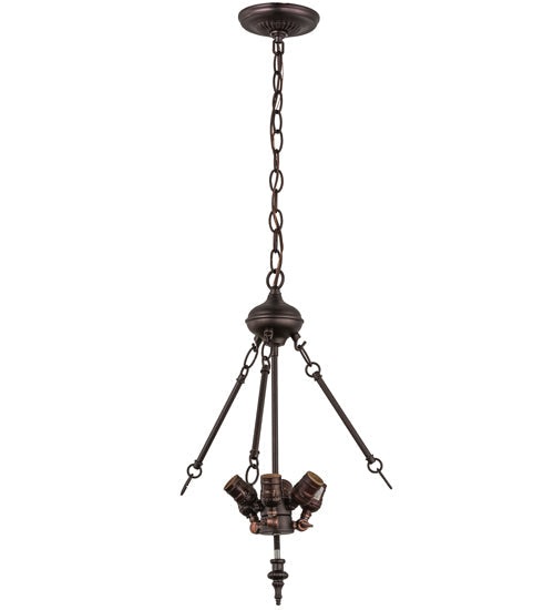 Meyda Lighting Tiffany Lotus Leaf 24" 6-Light Mahogany Bronze Inverted Pendant Light With Multi-Colored Shade Glass