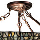 Meyda Lighting Tiffany Lotus Leaf 25" 3-Light Mahogany Bronze Semi-flush Mount Light With Multi-Colored Stained Shade Glass