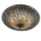 Meyda Lighting Tiffany Lotus Leaf 25" 3-Light Mahogany Bronze Semi-flush Mount Light With Multi-Colored Stained Shade Glass