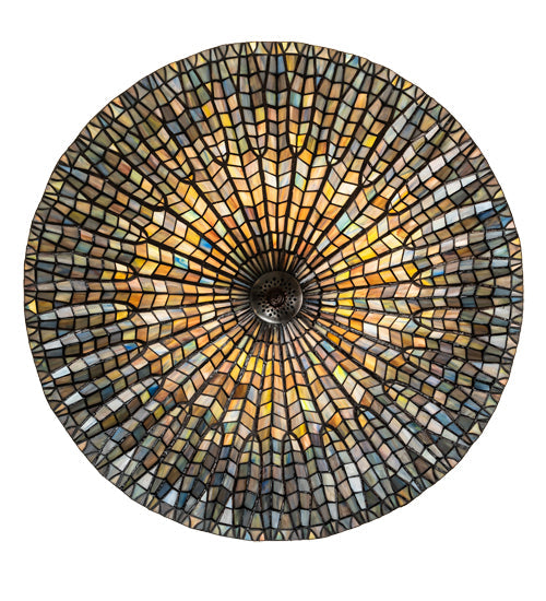 Meyda Lighting Tiffany Lotus Leaf 25" 3-Light Mahogany Bronze Semi-flush Mount Light With Multi-Colored Stained Shade Glass