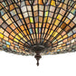 Meyda Lighting Tiffany Lotus Leaf 25" 3-Light Mahogany Bronze Semi-flush Mount Light With Multi-Colored Stained Shade Glass