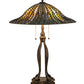 Meyda Lighting Tiffany Lotus Leaf 31" 3-Light Mahogany Bronze Table Lamp With Multi-Colored Stained Shade Glass
