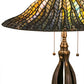 Meyda Lighting Tiffany Lotus Leaf 31" 3-Light Mahogany Bronze Table Lamp With Multi-Colored Stained Shade Glass