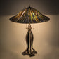 Meyda Lighting Tiffany Lotus Leaf 31" 3-Light Mahogany Bronze Table Lamp With Multi-Colored Stained Shade Glass