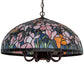 Meyda Lighting Tiffany Magnolia 22" 9-Light Mahogany Bronze Pendant Light With Multi-Colored Shade Glass