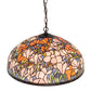 Meyda Lighting Tiffany Magnolia 22" 9-Light Mahogany Bronze Pendant Light With Multi-Colored Shade Glass