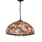 Meyda Lighting Tiffany Magnolia 22" 9-Light Mahogany Bronze Pendant Light With Multi-Colored Shade Glass