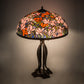 Meyda Lighting Tiffany Magnolia 32" 3-Light Mahogany Bronze Table Lamp With Multi-Colored Shade Glass