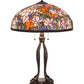 Meyda Lighting Tiffany Magnolia 32" 3-Light Mahogany Bronze Table Lamp With Multi-Colored Shade Glass