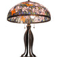 Meyda Lighting Tiffany Magnolia 32" 3-Light Mahogany Bronze Table Lamp With Multi-Colored Shade Glass