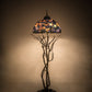 Meyda Lighting Tiffany Magnolia 75" 3-Light Antique Floor Lamp With Multi-Colored Shade Glass