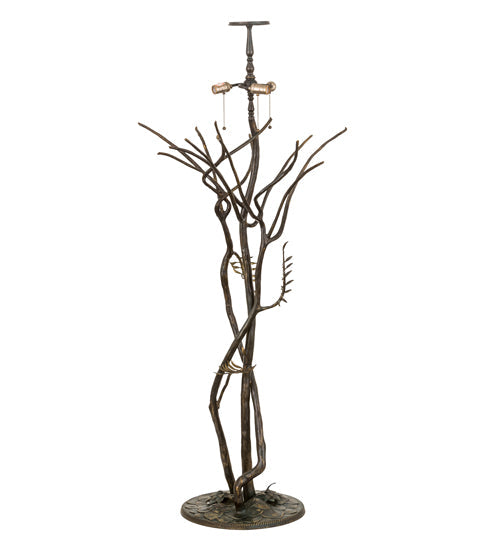 Meyda Lighting Tiffany Magnolia 75" 3-Light Antique Floor Lamp With Multi-Colored Shade Glass