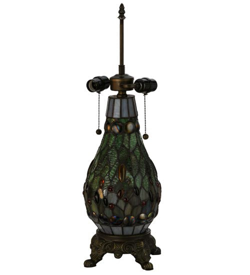 Meyda Lighting Tiffany Mosaic 26" 3-Light Antique Brass Table Lamp Base