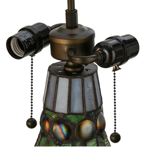 Meyda Lighting Tiffany Mosaic 26" 3-Light Antique Brass Table Lamp Base