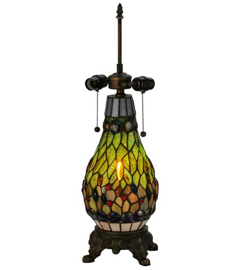 Meyda Lighting Tiffany Mosaic 26" 3-Light Antique Brass Table Lamp Base