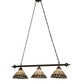 Meyda Lighting Tiffany Peacock 47" 3-Light Mahogany Bronze Island Pendant Light With Multi-Colored Shade Glass