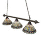 Meyda Lighting Tiffany Peacock 47" 3-Light Mahogany Bronze Island Pendant Light With Multi-Colored Shade Glass