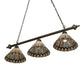 Meyda Lighting Tiffany Peacock 47" 3-Light Mahogany Bronze Island Pendant Light With Multi-Colored Shade Glass