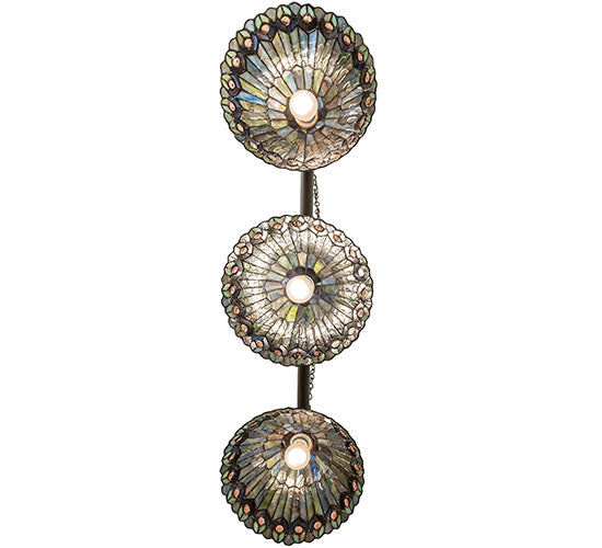 Meyda Lighting Tiffany Peacock 47" 3-Light Mahogany Bronze Island Pendant Light With Multi-Colored Shade Glass